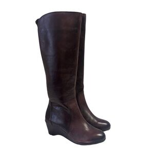 MICHELLE D Leather Knee Boots Brown/Maroon Size 7.5 Like New!